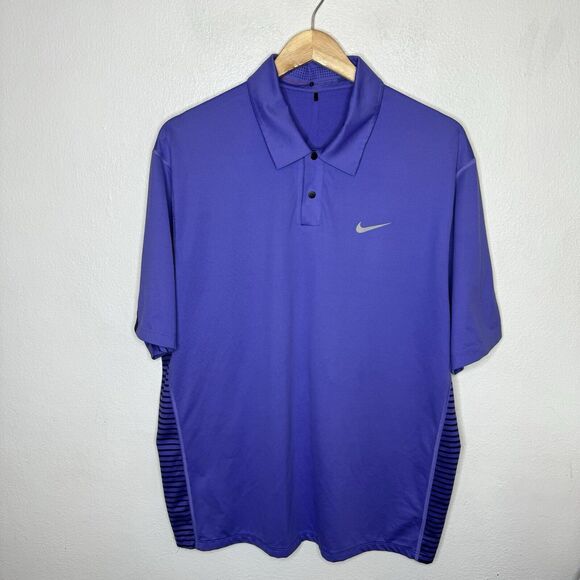 Nike Other - Nike Tiger Woods Polo Shirt Mens Large Purple Striped Golf TW Logo 585786-553